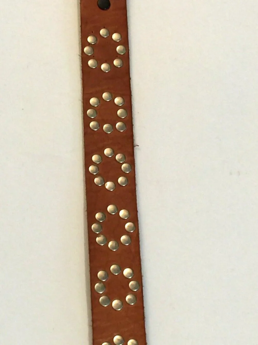 VINTAGE BROWN LEATHER STUDDED RHINESTONE BUCKLE WESTERN RODEO BELT WOMENS 34
